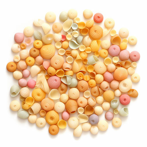 Pasta illustration in the style of Pastel Colors Art, on white background