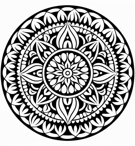 Black coloring page with traditional designs, symbolic style