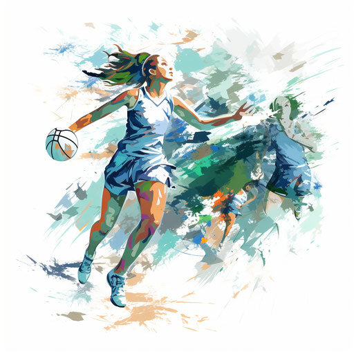 Netball clipart in the style of Impressionistic Art, on a white background
