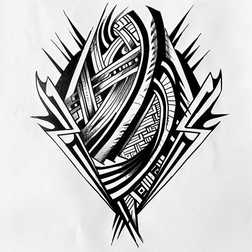 Sketch of tribal flat tattoo with traditional patterns