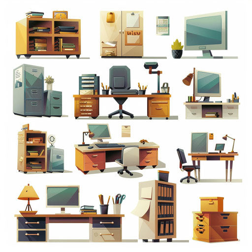 Company clipart in a photo realistic style on a flat white background