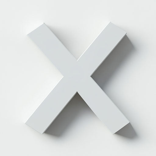 3D x on white background in photo realistic style, isolated clipart