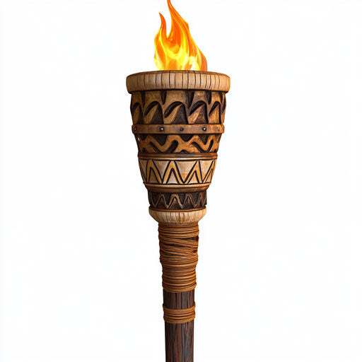 Realistic illustration of a Tiki Torch, high resolution, no background, isolated