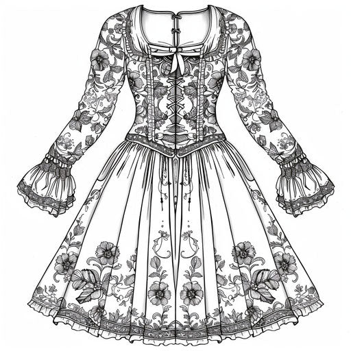 Detailed Bohemian dress with floral and paisley patterns