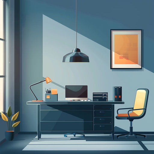 Realistic office clipart with flat random background