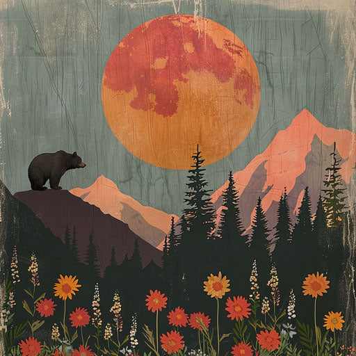 Bear gazing at sunset in the Rocky Mountains