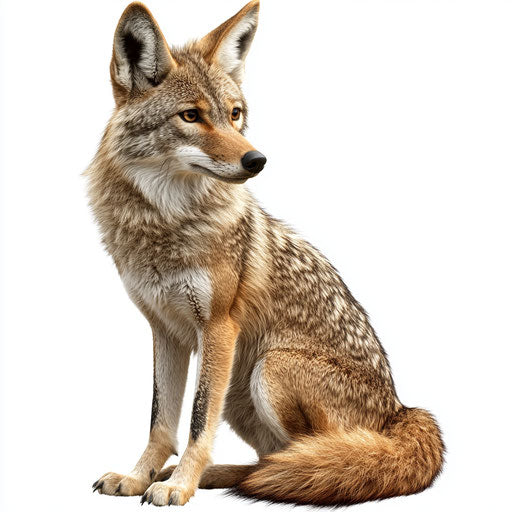 3D coyote on flat white background, isolated clipart