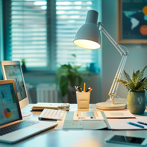 Bright and organized financial planner's office