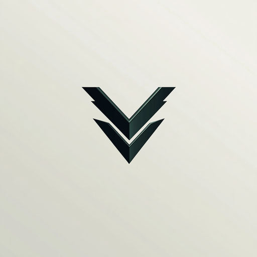 Stylized arrowhead logo with elegant typography, dark green and black on light gray background