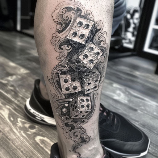 Dice tattoo with intricate details