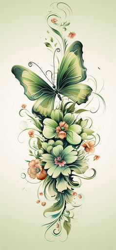 Elegant floral butterfly vector with free-flowing lines
