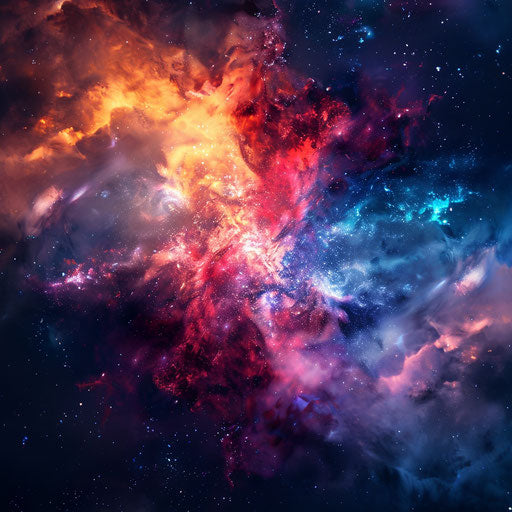 Realistic universe illustration on random color background