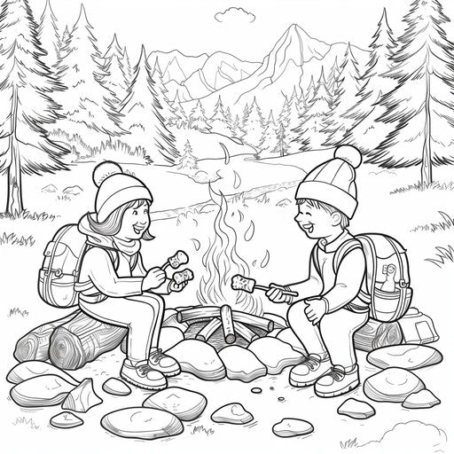 Best friends around a campfire, roasting marshmallows.