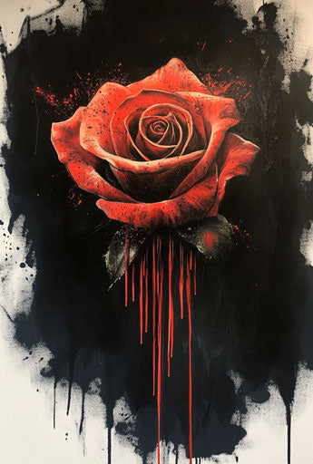 Abstract red rose tattoo design, dark background