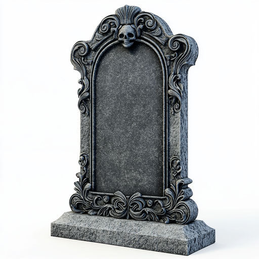 3D tombstone on flat white background, isolated clipart