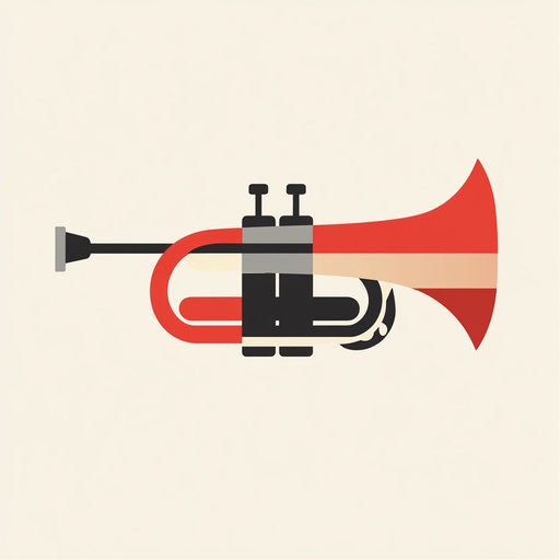 Modern music logo with a unique stylized trumpet