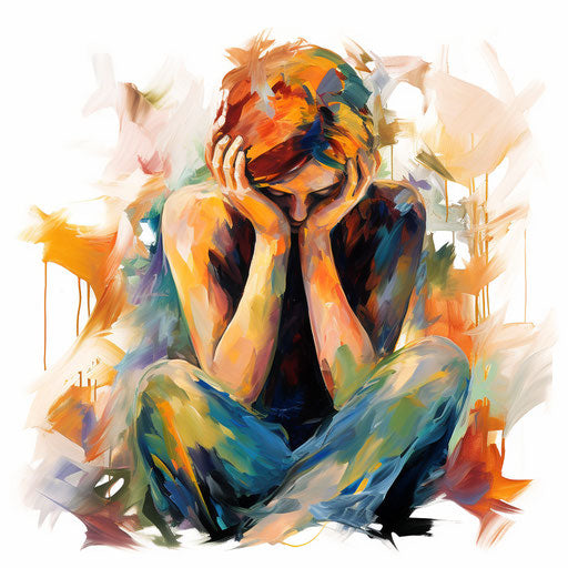 Anxiety clipart in the style of Impressionistic Art, on a white background