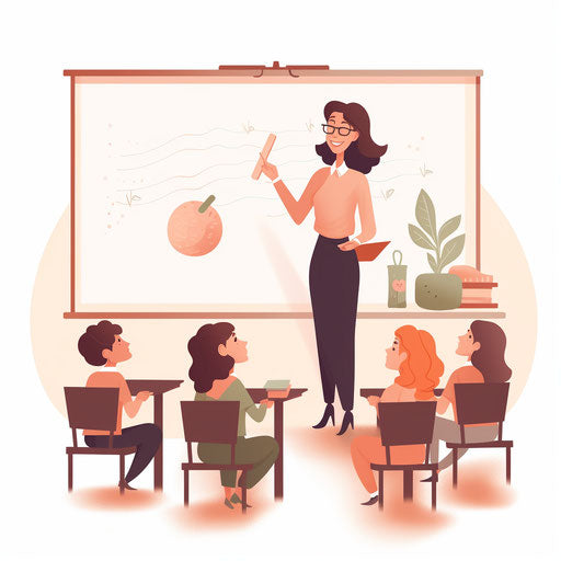 Teacher teaching clipart in Minimalist style, on white background
