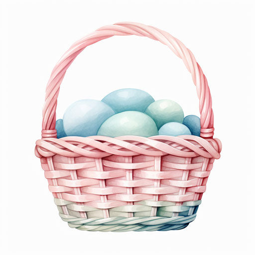 Basket clipart in Pastel Colors Art style