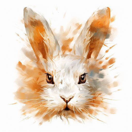 Bunny face clipart in the style of Impressionistic Art, on a white background