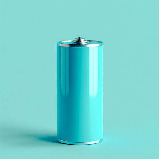 Realistic battery clipart on serene aqua background