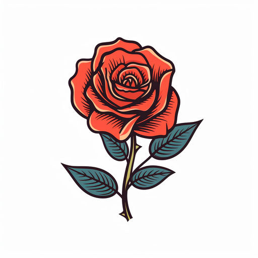 Minimalist style clipart of rose on white background