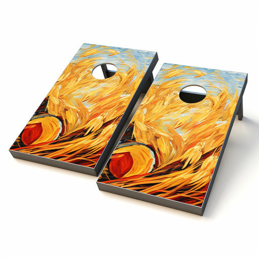 Cornhole game clipart in oil painting style