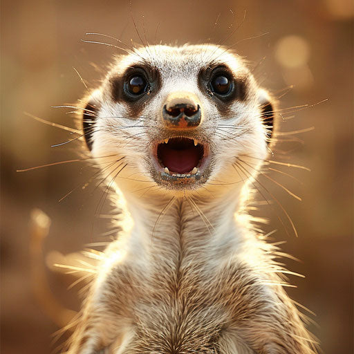 Surprised meerkat, captured moment, natural context