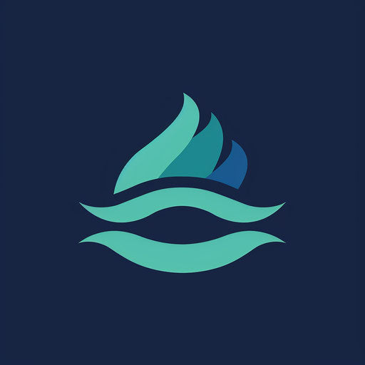 Water logo in teal and navy with a modern background