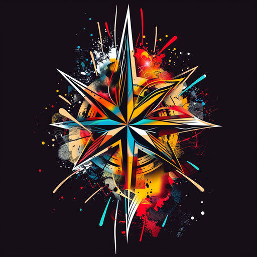 Dynamic North Star with explosive abstract patterns