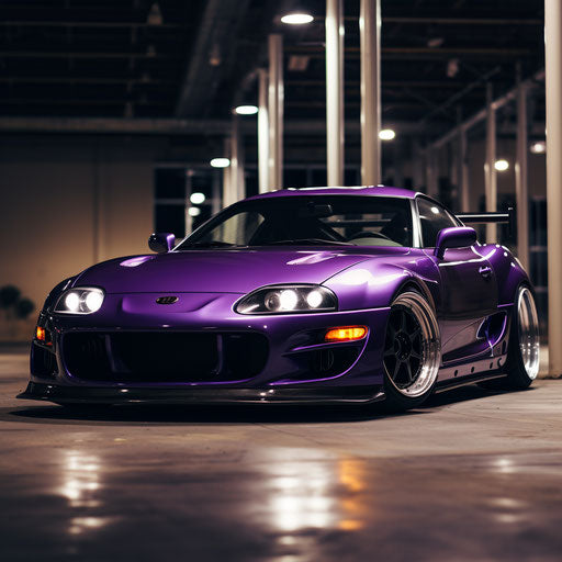 Classic bright purple car