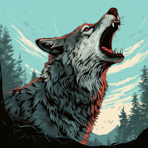Wolf howling with open mouth