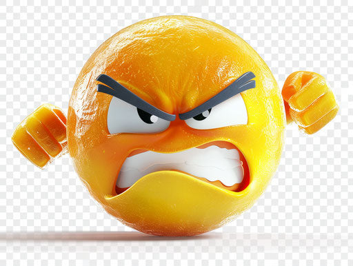 Angry emoticon, light gold and light azure style