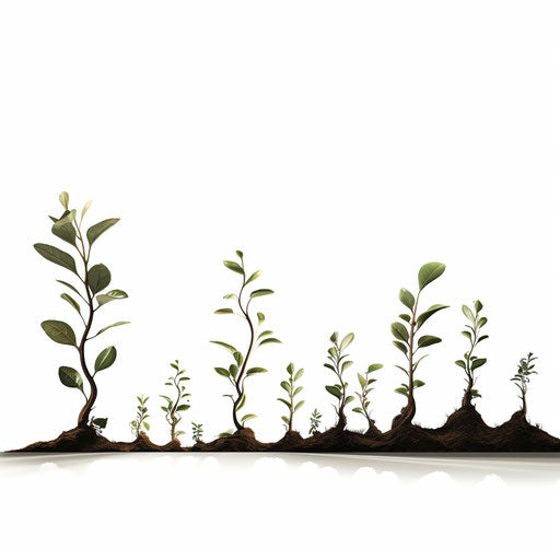 Growth art in Chiaroscuro style, on white background