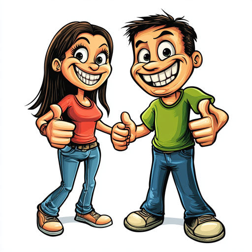Multi-Format People Holding Hands Caricature Clipart Bundle for Creatives