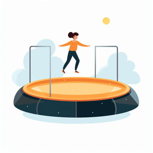 Minimalist trampoline illustration on white background