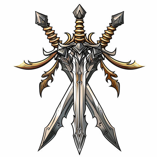 Clipart style flat tattoo sketch of a pair of crossed swords