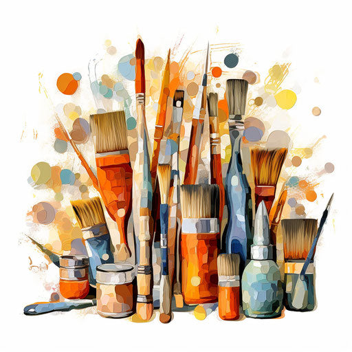 Tools Clipart in the style of Impressionistic Art, on white background