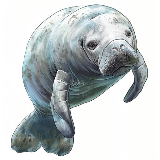 Manatee clipart in a photo realistic style on white background
