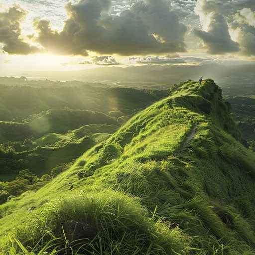 Nature adventure from a verdant hilltop view