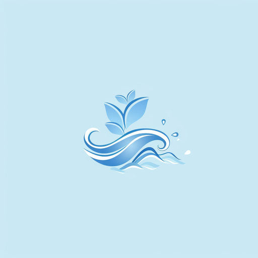 Fresh and clean logo with water elements and a light blue background