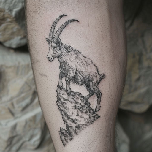 Capricorn mountain goat tattoo sketch