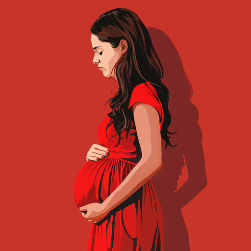 Pregnant clipart in a photo-realistic style with a flat random background