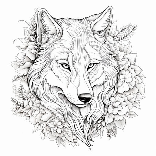 Wolf head for kids coloring book