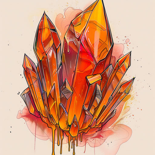 Surreal tattoo sketch of a melting crystal