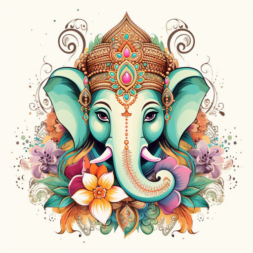 Ganesh clipart in the style of Pastel Colors Art, on a white background