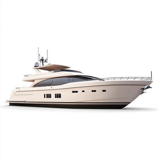 3D Yacht on white background with realistic style, isolated clipart