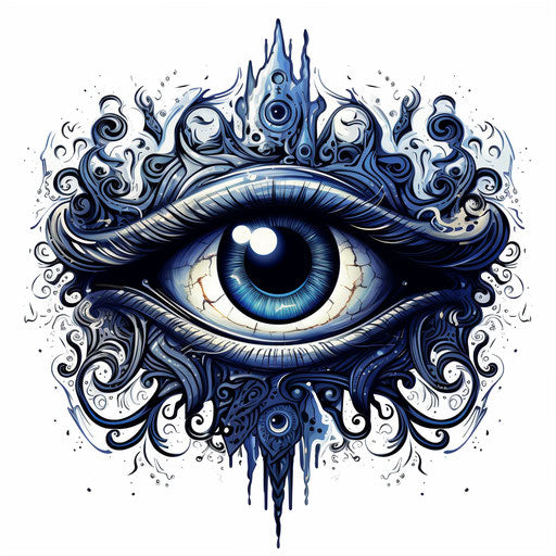 Old eye tattoo, free vector art, visionary artist style