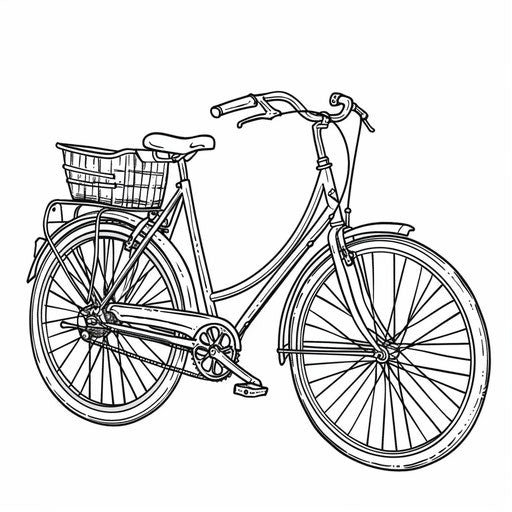 Bold outline of a bike with a basket on the front