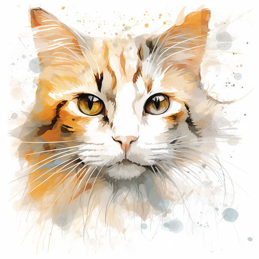 Cat face illustration in the style of Impressionistic Art